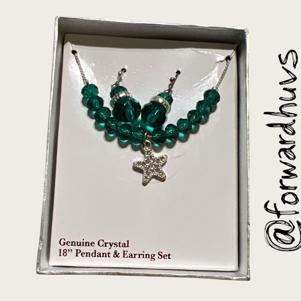 Bundle Sale 3 for $15 | Green Crystal Pendant & Earring Set
